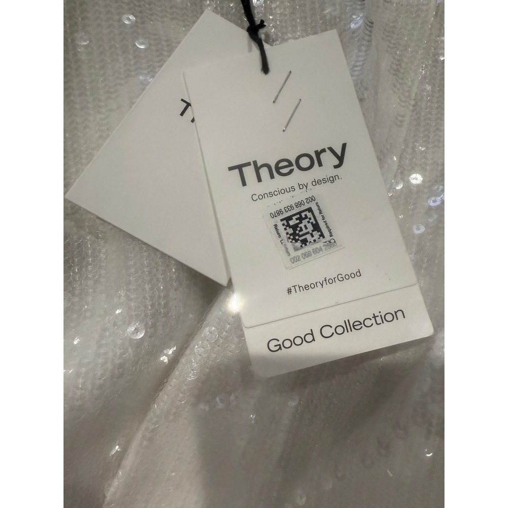 NWT Theory Sequin Fluid Slice Pocket Skirt in White Sz 0 $195 - Picture 6 of 9